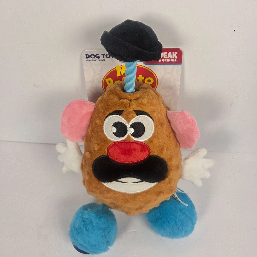 Hasbro Mr Potato Head Dog Toy Plush 12in Brown New Squeak Crinkle Rope HDT-2075